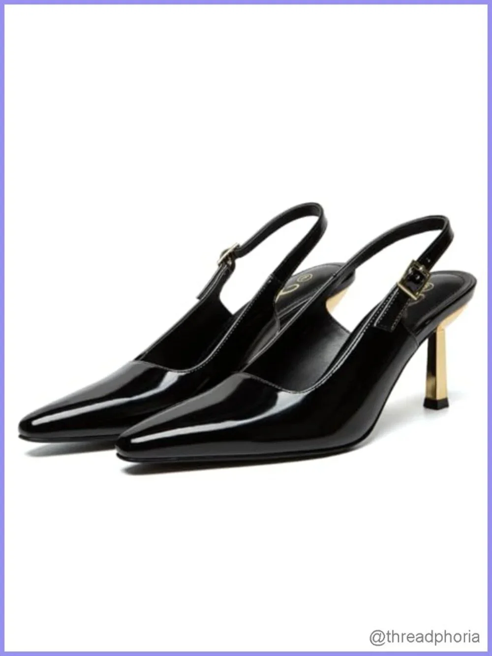 Women's Kitten Heel Square Toe Patent Leather Pumps with Buckle